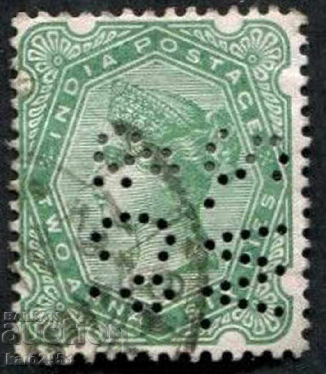 GB/Индия-1882-QV-редовна класическа марка,клеймо,ПЕРФИН