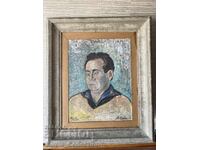 Portrait painting oil on canvas 1969 with wooden frame