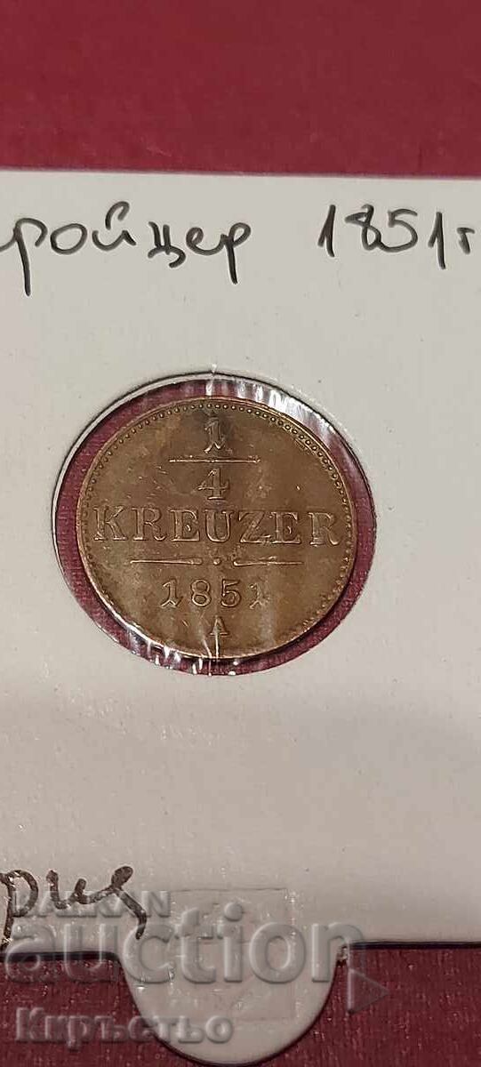 1/4 Kreuzer 1851 Από 1 αγ. Κορυφή