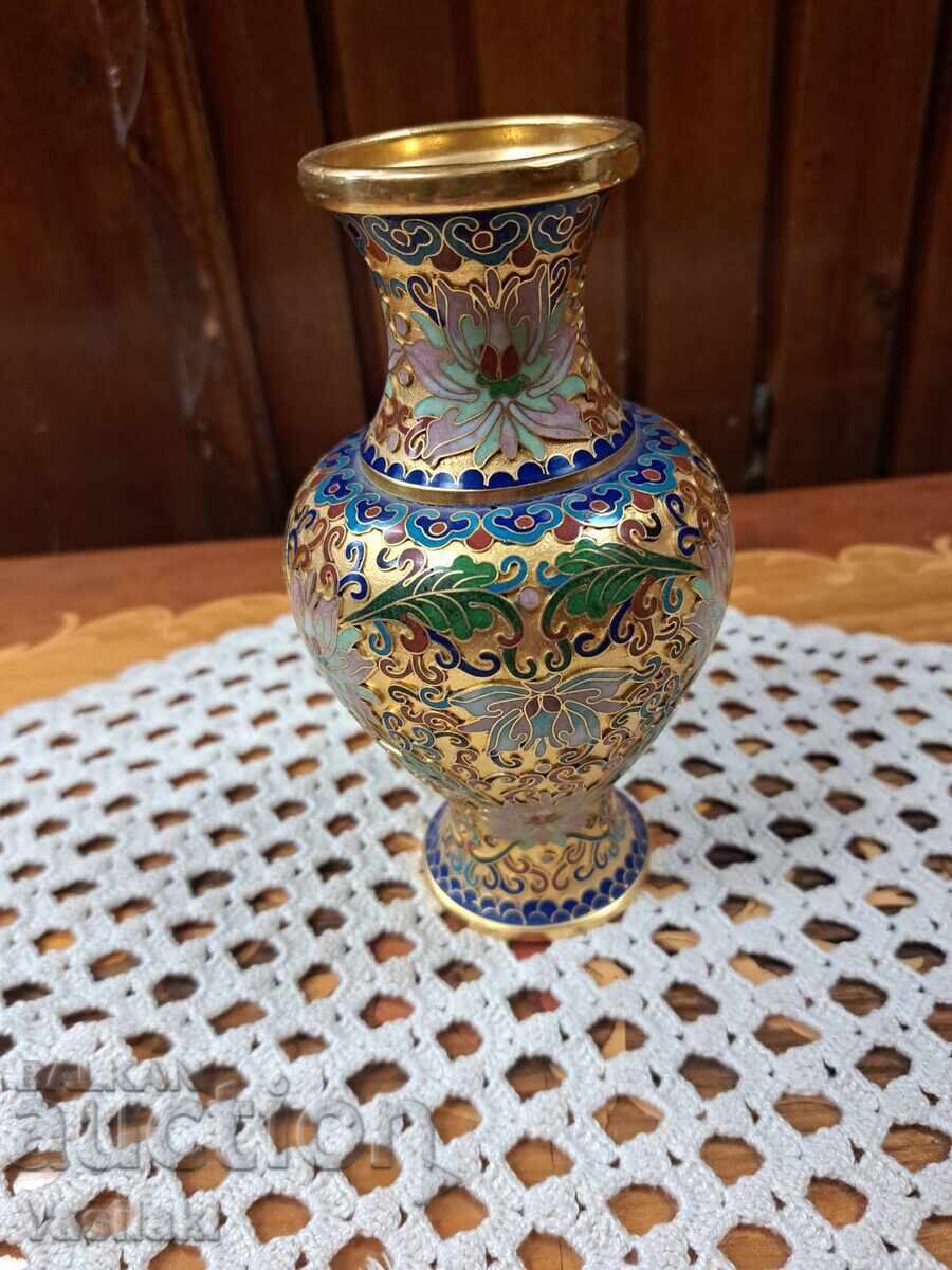 Cloisonne metal vase