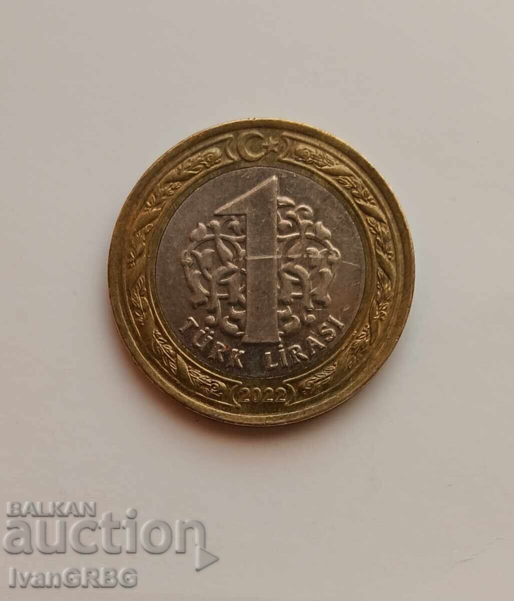 1 lira Turkey 2022 Turkish coin 1 lira 2022 Turkey 1 lira Turkey 2022 Turkish coin 1 lira 2022 Turkey