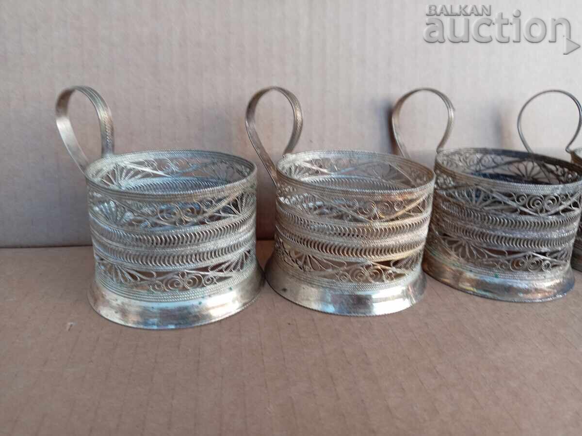 Auction coasters filigree silver plated coasters 5 PCS Auction coasters filigree silver plated coasters 5 PCS