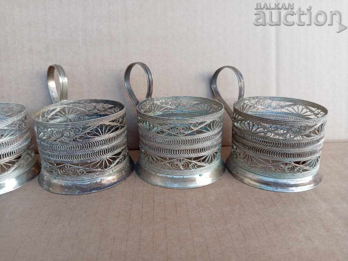Delivery of coasters filigree silver plated coasters 5 PCS Delivery of coasters filigree silver plated coasters 5 PCS