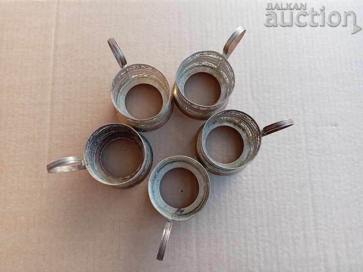 coasters filigree silver plated coasters 5 PCS - 5 coasters filigree silver plated coasters 5 PCS - 5