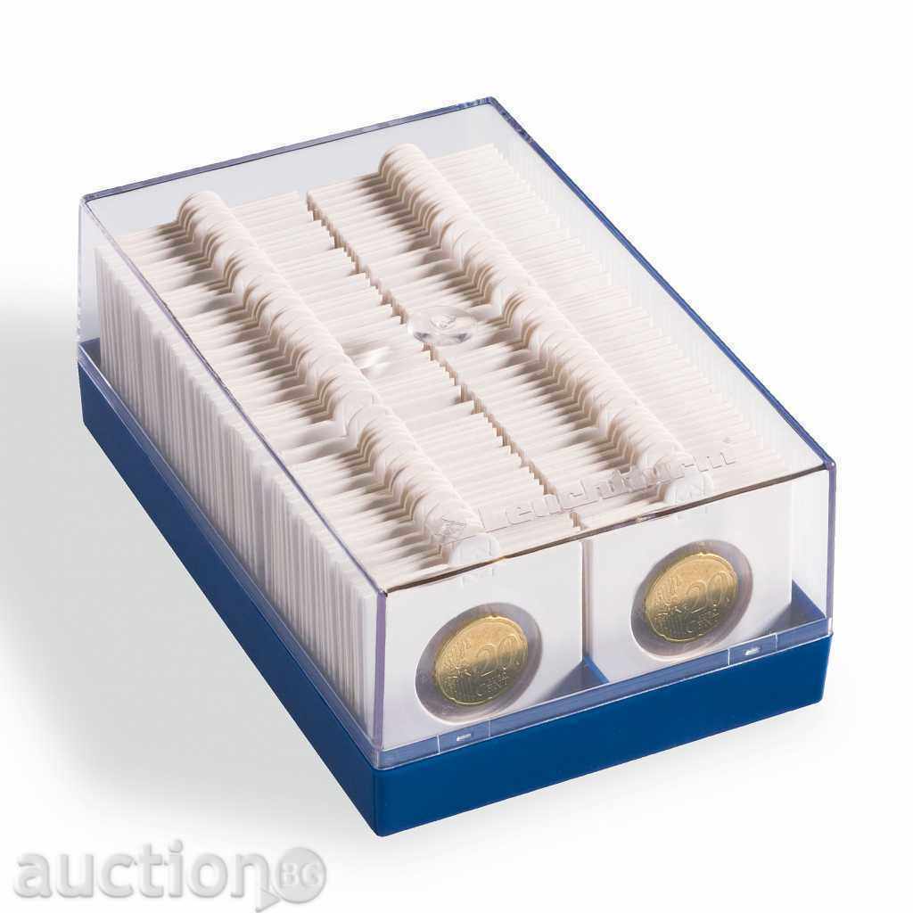 Box for 100 coins in Leuchtturm cardboard boxes (1299). Box for 100 coins in Leuchtturm cardboard boxes (1299).