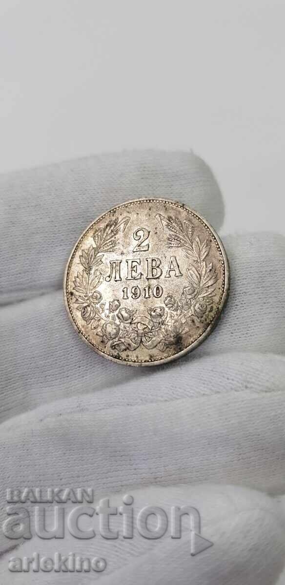 Uncleaned Bulgarian royal coin 2 leva 1910