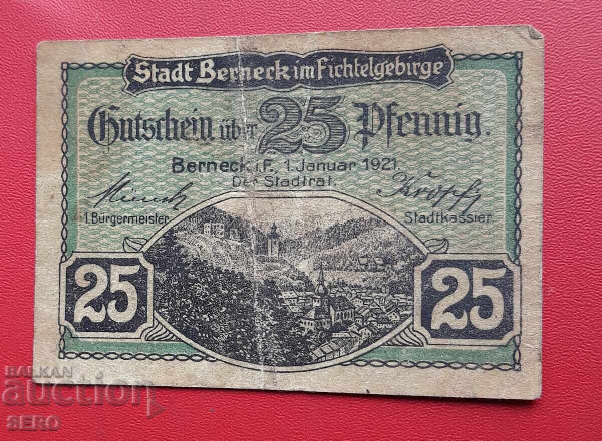 Banknote-Germany-Bavaria-Bad Bernek-25 Pfennig 1921