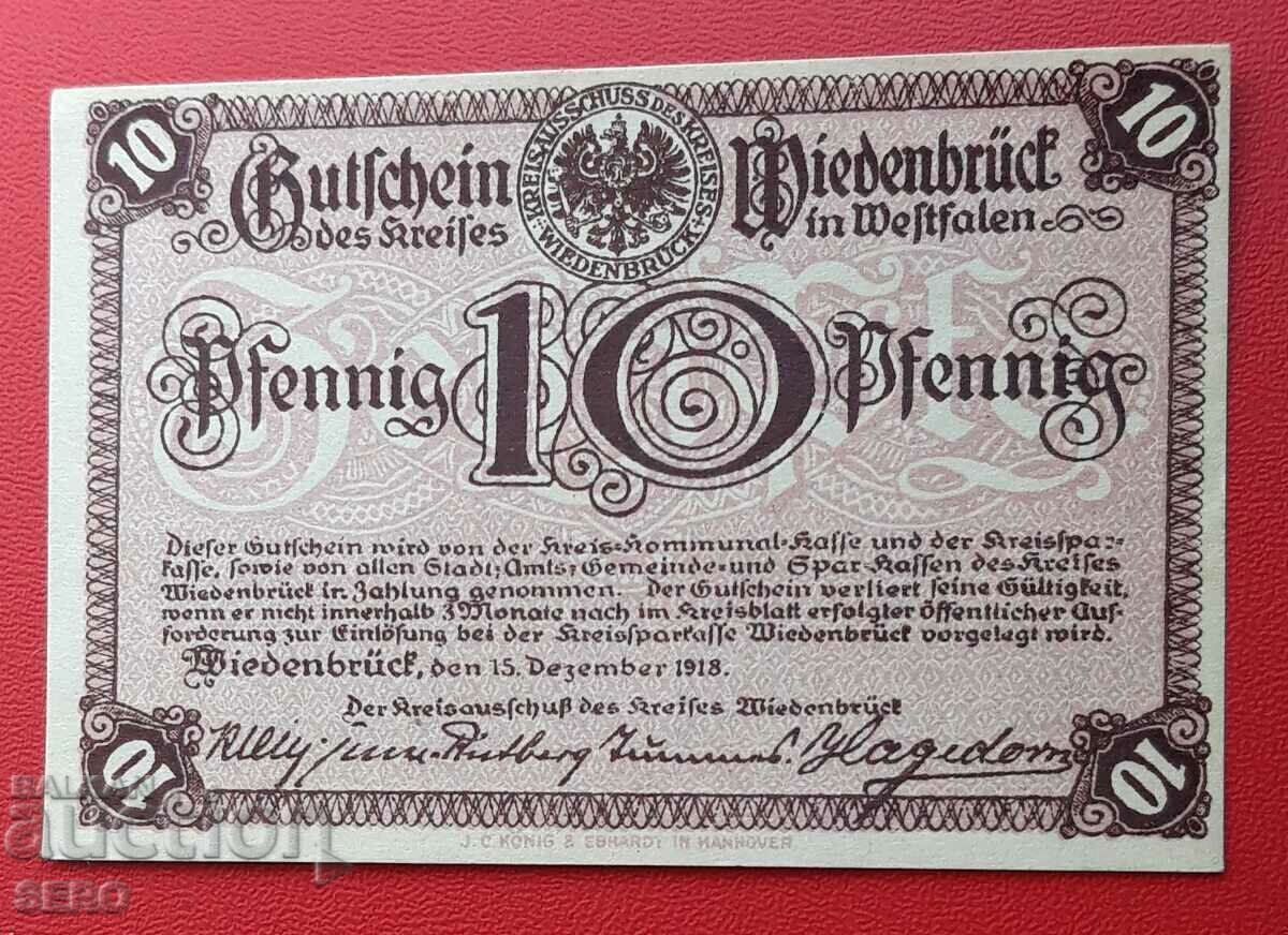 Banknote-Germany-S.Rhine-Westphalia-Wiedenbrück-10 pf.1918