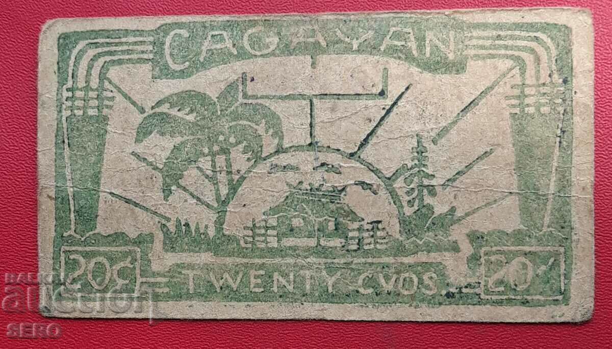 Banknote-Philippines-Cagayan Province-20 cents 1942-notegeld with price 5.00 BGN | € 2.56 Banknote-Philippines-Cagayan Province-20 cents 1942-notegeld with price 5.00 BGN | € 2.56
