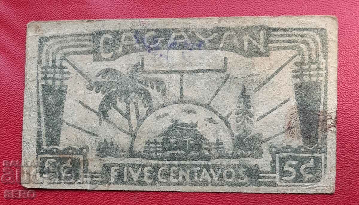 Banknote-Philippines-Cagayan Province-5 cents 1942-notegeld with price 4.00 BGN | € 2.05 Banknote-Philippines-Cagayan Province-5 cents 1942-notegeld with price 4.00 BGN | € 2.05