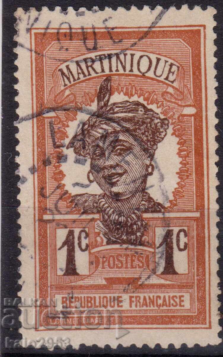 France/Martinique-1908-Regular-local girl,stamp