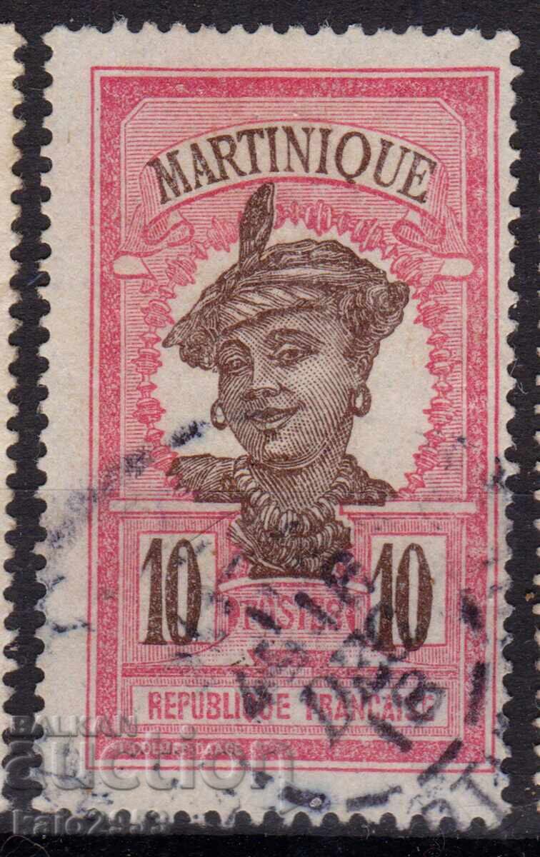 France/Martinique-1908-Regular-τοπική παρθενική, γραμματόσημο