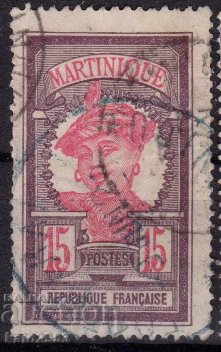 France/Martinique-1908-Regular-τοπική παρθενική, γραμματόσημο