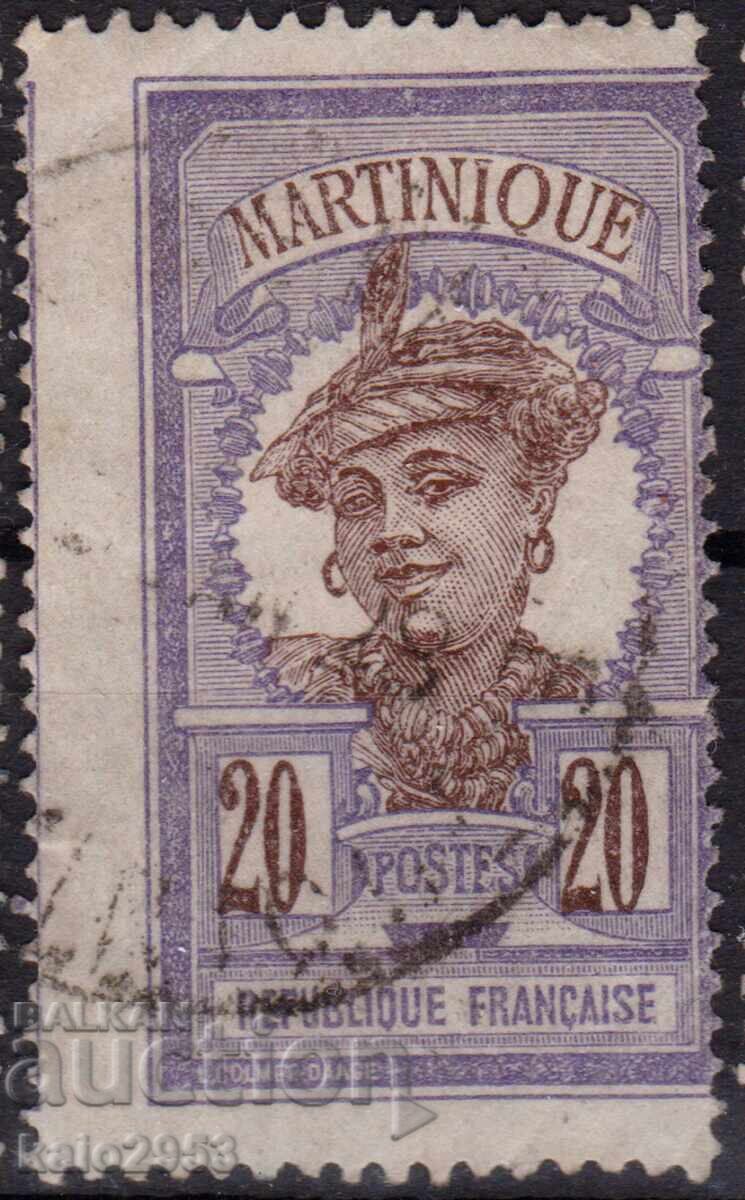 France/Martinique-1908-Regular-τοπική παρθενική, γραμματόσημο