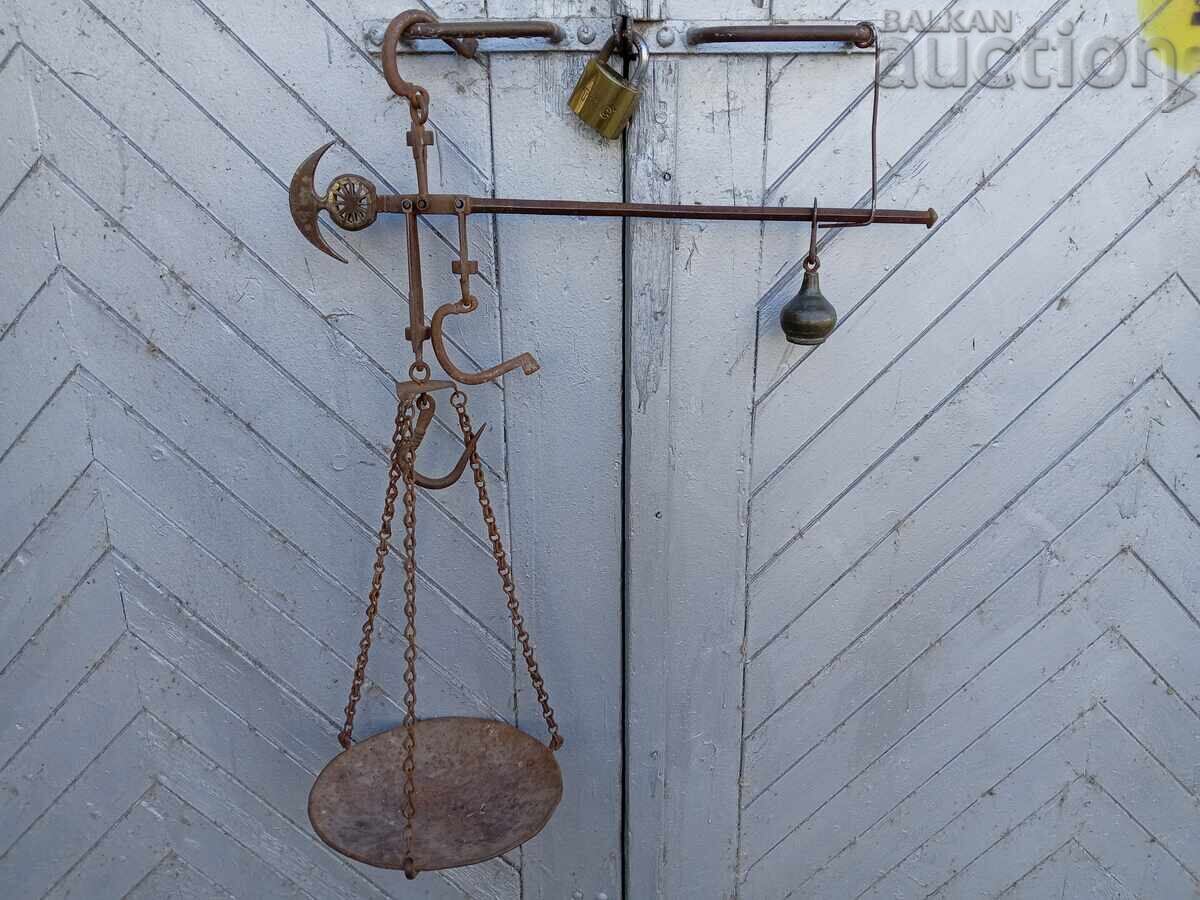 αντίκα οθωμανική ζυγαριά με ζυγαριά μαχαιριού από σφυρήλατο σίδερο oki αντίκα οθωμανική ζυγαριά με ζυγαριά μαχαιριού από σφυρήλατο σίδερο oki