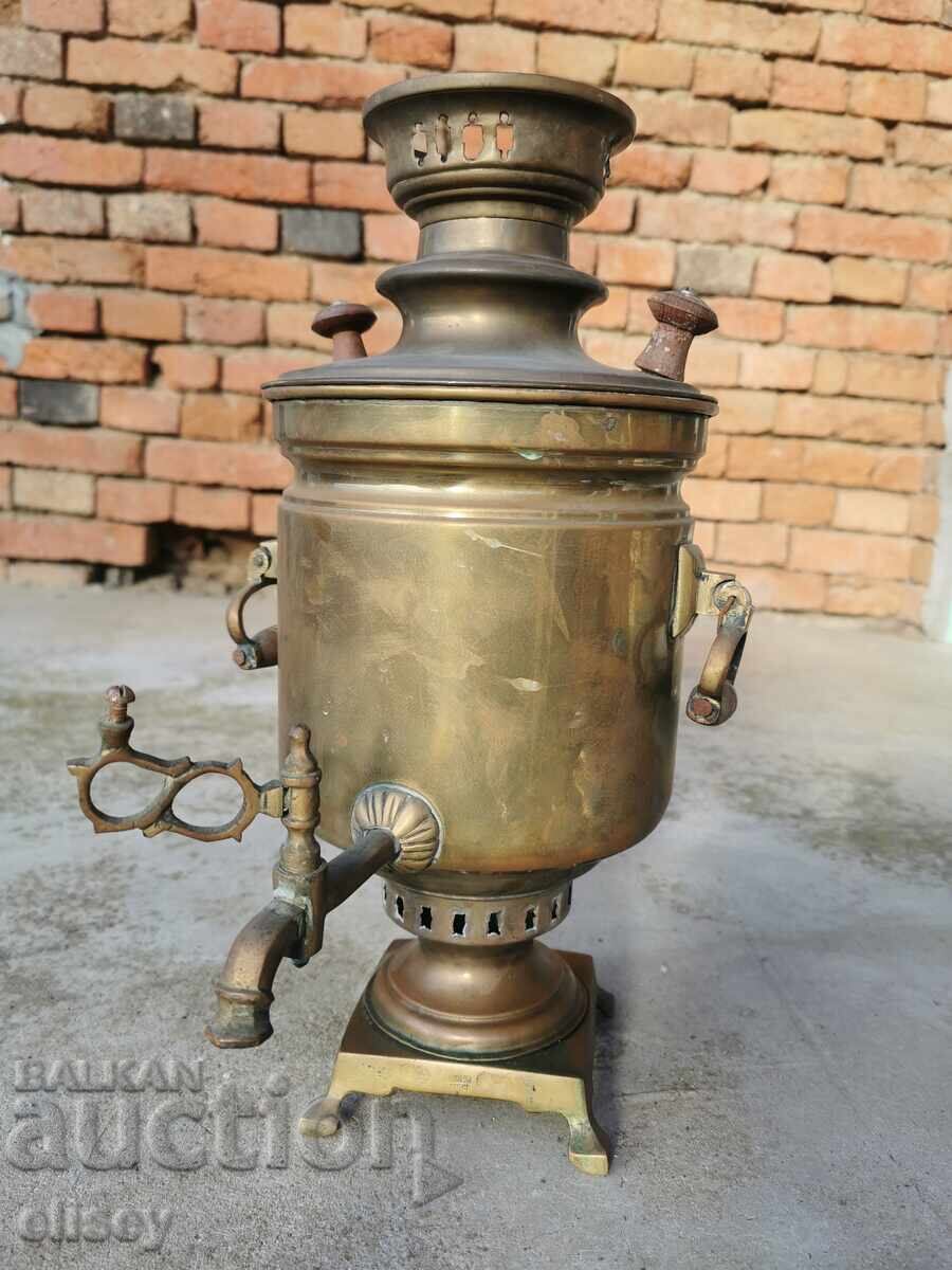 Russian charcoal-marked antique collector's samovar