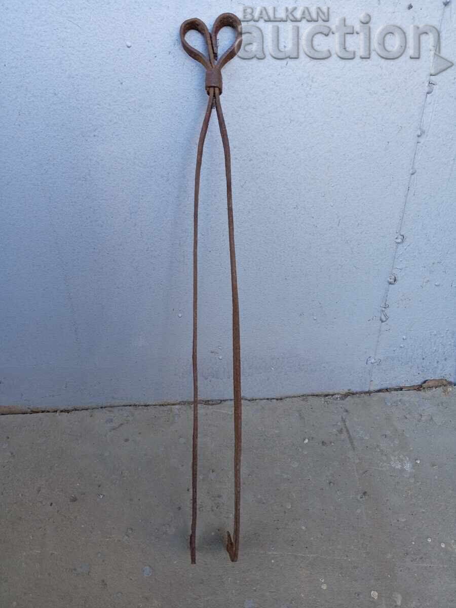 Old PRIMITIVE hand forged dilaf wrought iron tongs with price 31.00 BGN | € 15.85 Old PRIMITIVE hand forged dilaf wrought iron tongs with price 31.00 BGN | € 15.85
