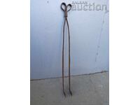 Old PRIMITIVE hand forged dilaf wrought iron tongs