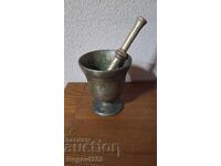 Antique bronze mortar with pestle