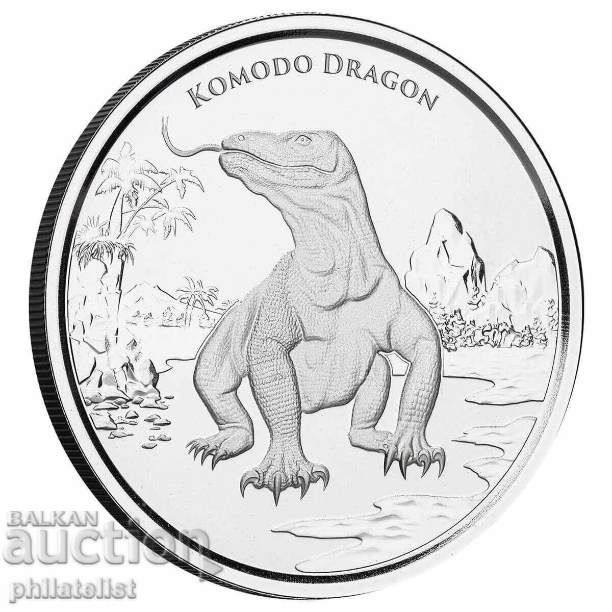 Tokelau 2022 - Komodo Dragon , 1 OZ , UNC Silver Coin