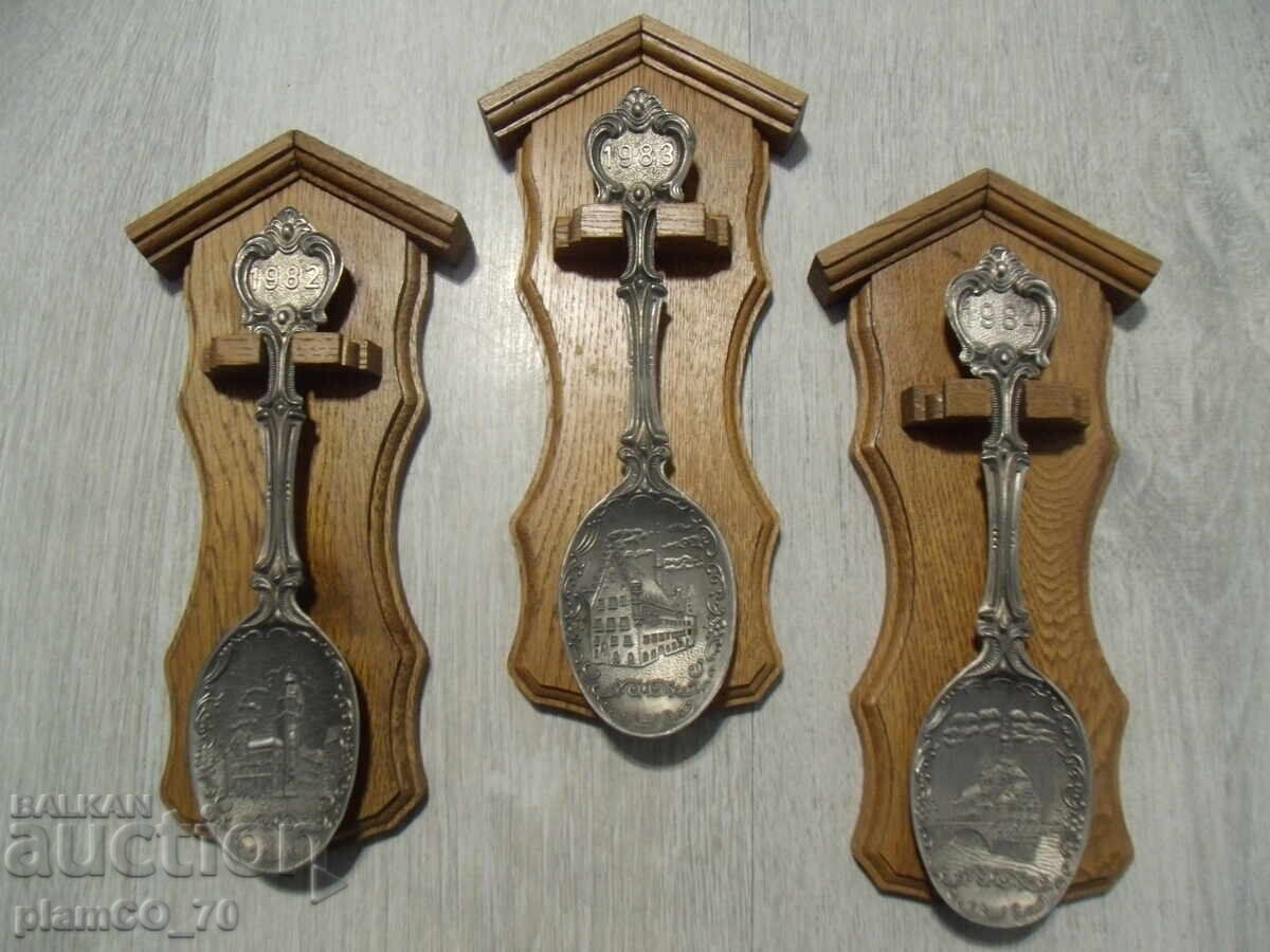 No.*7821 three old metal / tin spoons - Frieling Zinn - 5 No.*7821 three old metal / tin spoons - Frieling Zinn - 5