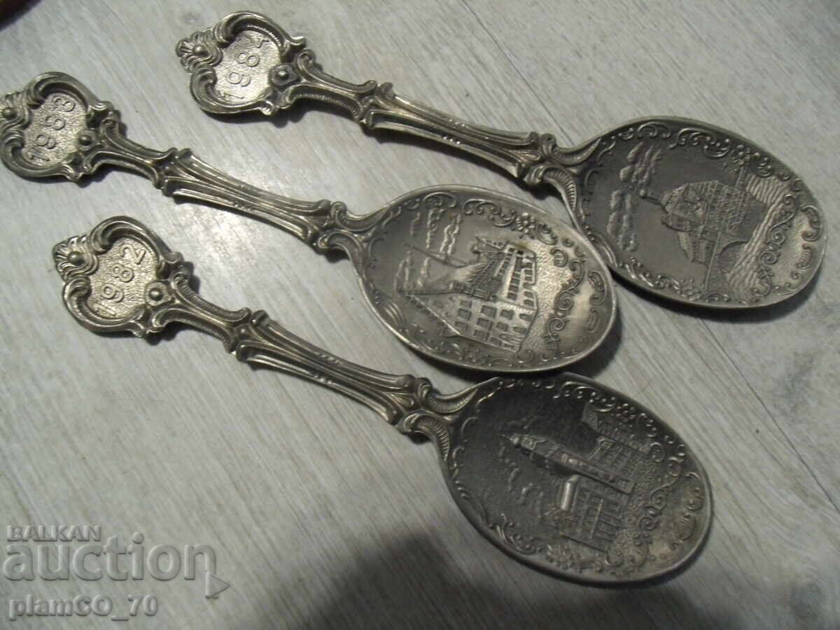 No.*7821 three old metal / tin spoons - Frieling Zinn - 6 No.*7821 three old metal / tin spoons - Frieling Zinn - 6