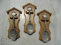 No.*7821 three old metal / tin spoons - Frieling Zinn