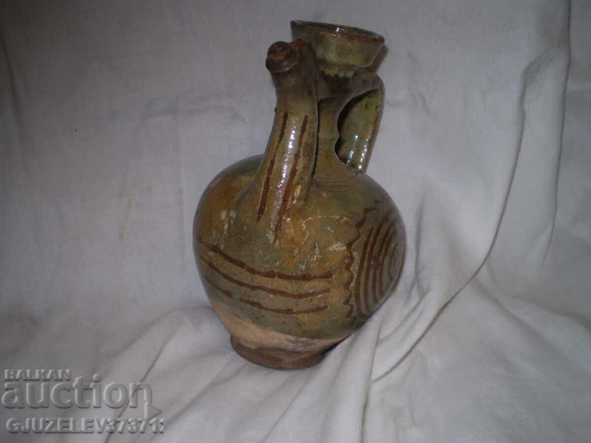 19c Antique Old Bulgarian Handmade Ceramic JUG / - 7 19c Antique Old Bulgarian Handmade Ceramic JUG / - 7