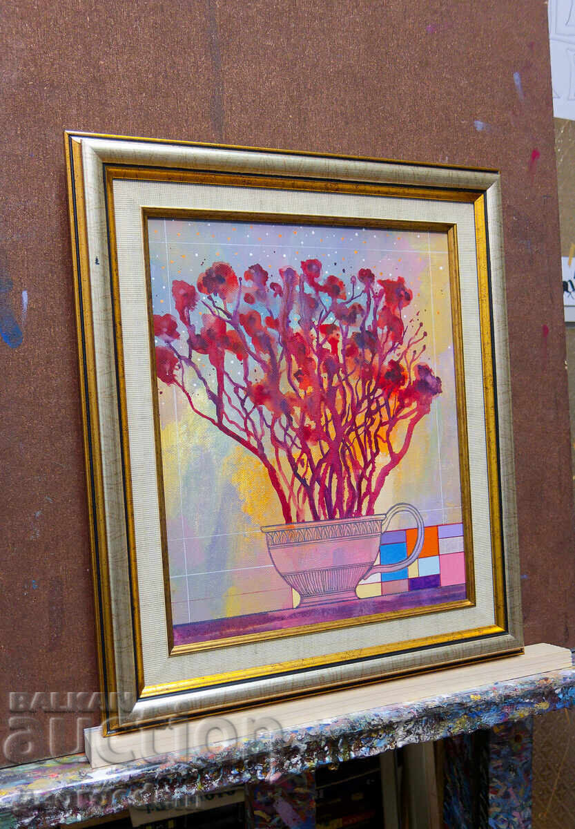 "A cup of red flowers" with price 190.00 BGN | € 97.15 "A cup of red flowers" with price 190.00 BGN | € 97.15