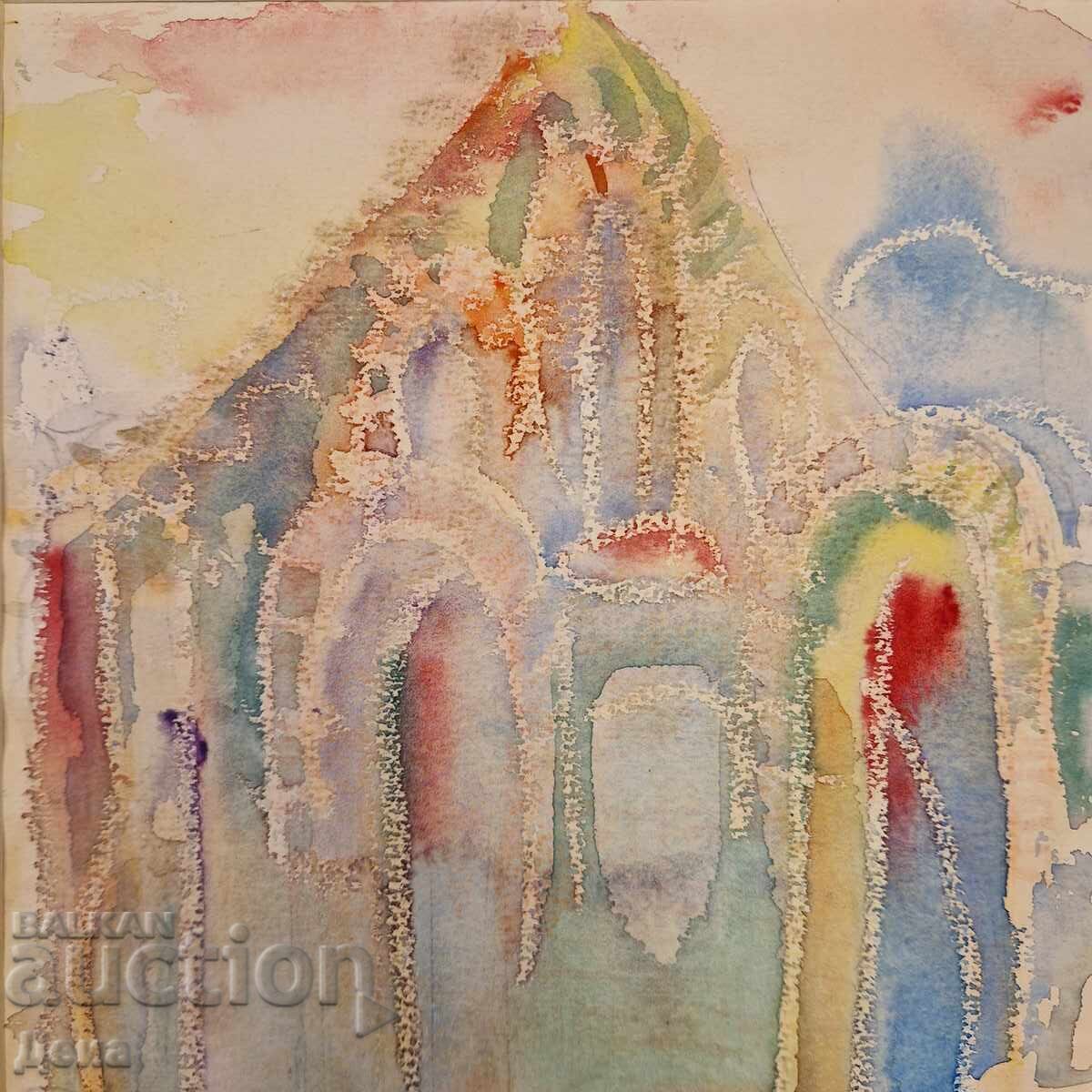 Auction Interesting watercolor 1995. Auction Interesting watercolor 1995.