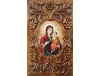 Icon "Virgin Mary with the Child" - wood carving, unique