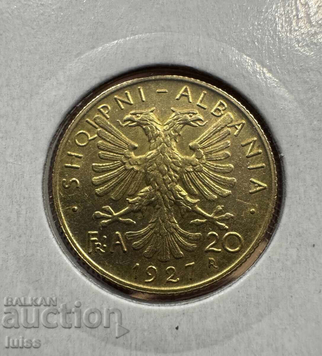 Albania 20 Franca Ari 1927 Amet Zogu