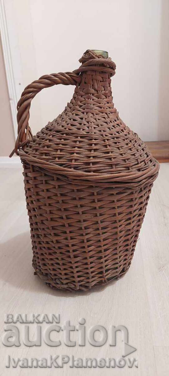 Auction Vintage knitted damajana large height 45cm Auction Vintage knitted damajana large height 45cm