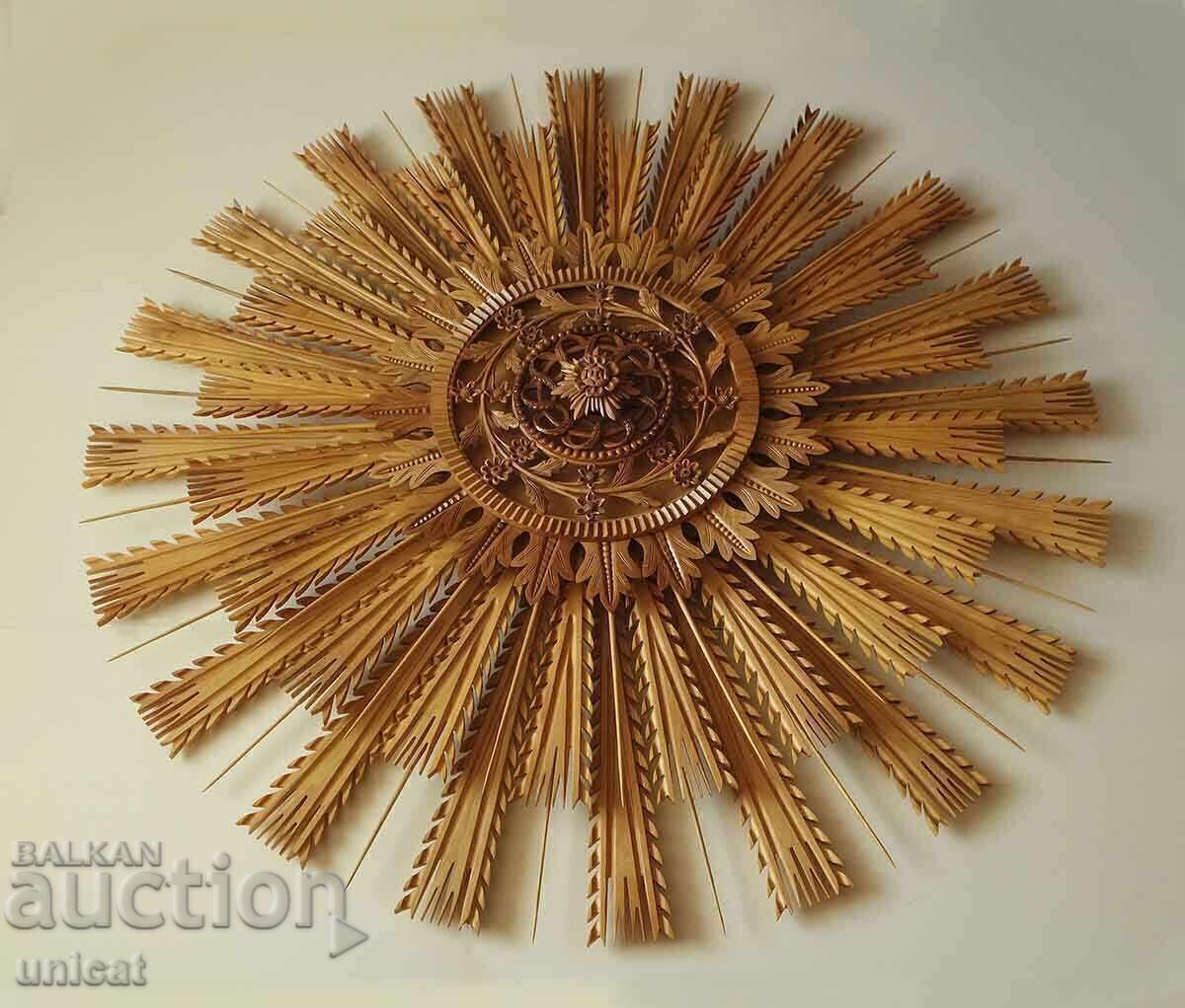 Wood carving, "sun" rosette, ceiling or wall decoration