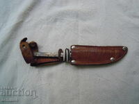 KNIFE WITH LEATHER SHEATH