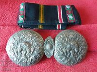 Old very large buckles with belt, costume jewelry