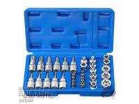 Set of sockets, star and Torx 3/8, 1/4