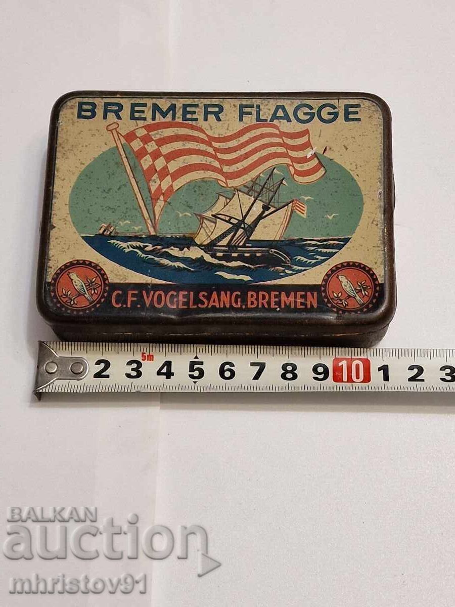 Delivery of Antique metal tobacco box "Bremer Flagge" by C.F. Vo Delivery of Antique metal tobacco box "Bremer Flagge" by C.F. Vo