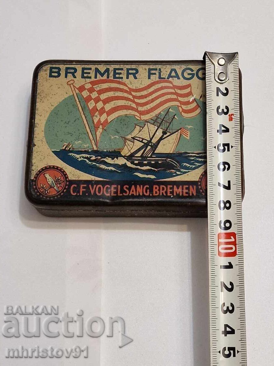 Antique metal tobacco box "Bremer Flagge" by C.F. Vo - 5 Antique metal tobacco box "Bremer Flagge" by C.F. Vo - 5