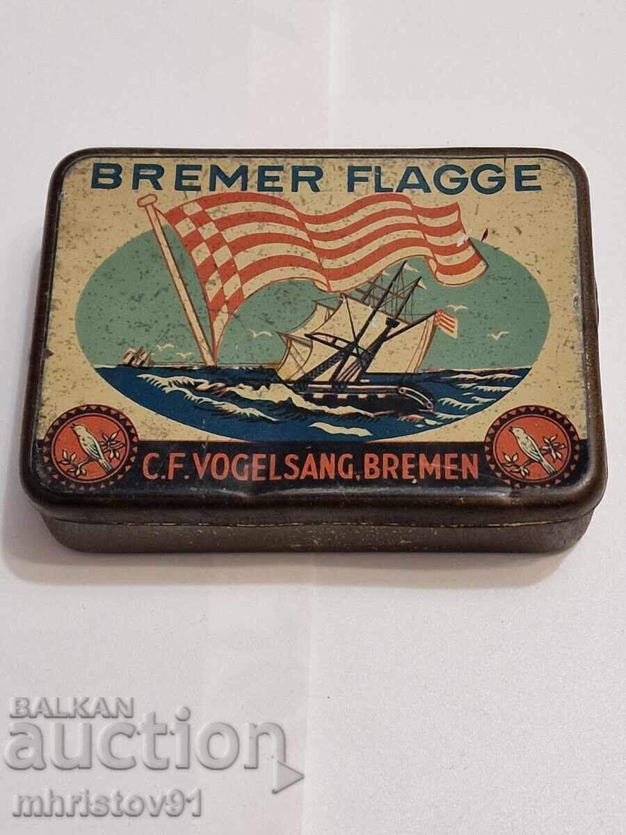 Antique metal tobacco box "Bremer Flagge" by C.F. Vo Antique metal tobacco box "Bremer Flagge" by C.F. Vo