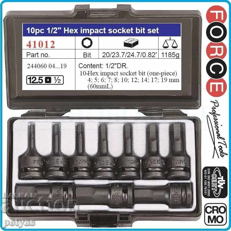 Socket set Impact sockets from 4mm to 19mm 10 pieces 1/2