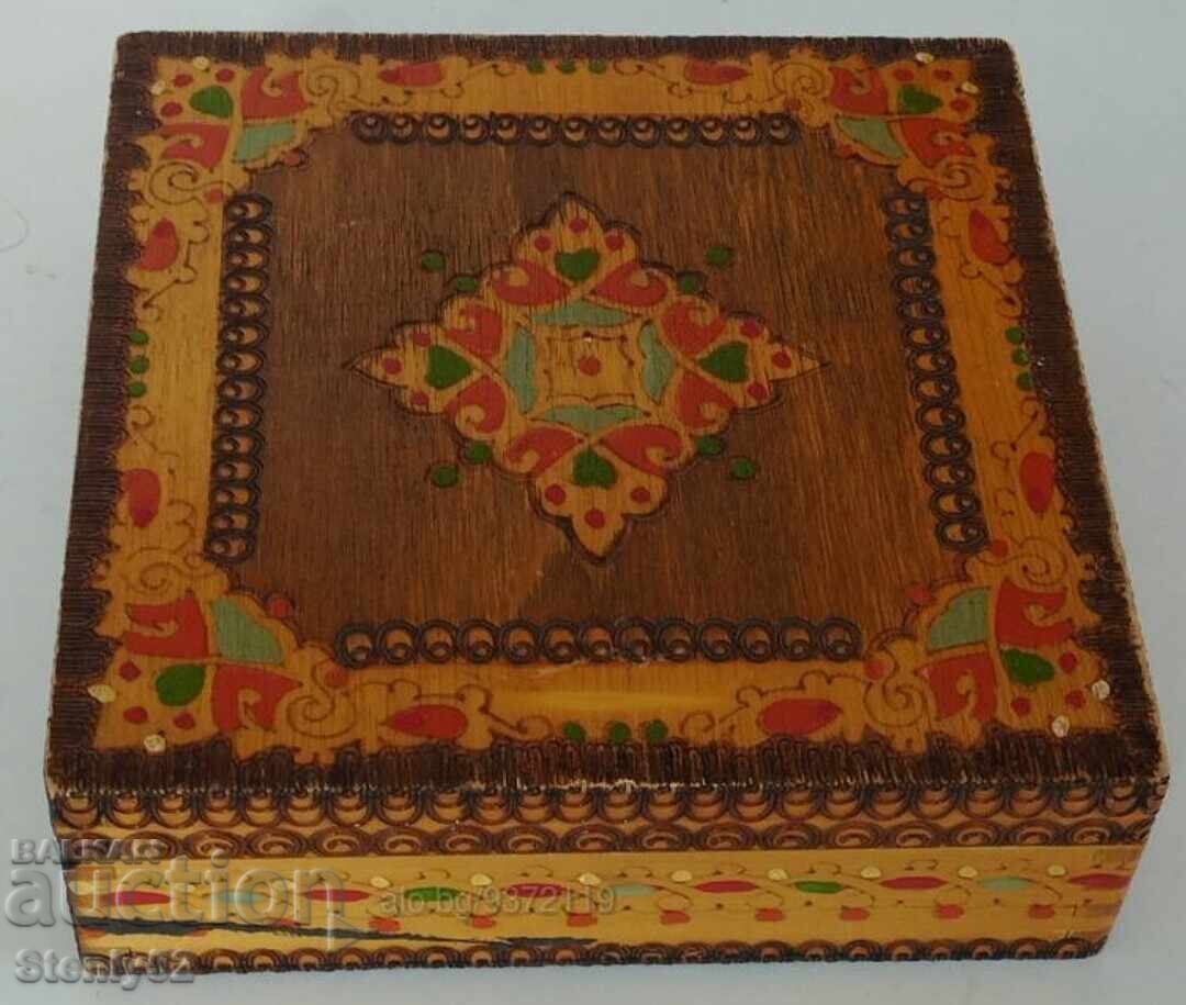 Old wooden pyrographed box from Soca. Old wooden pyrographed box from Soca.