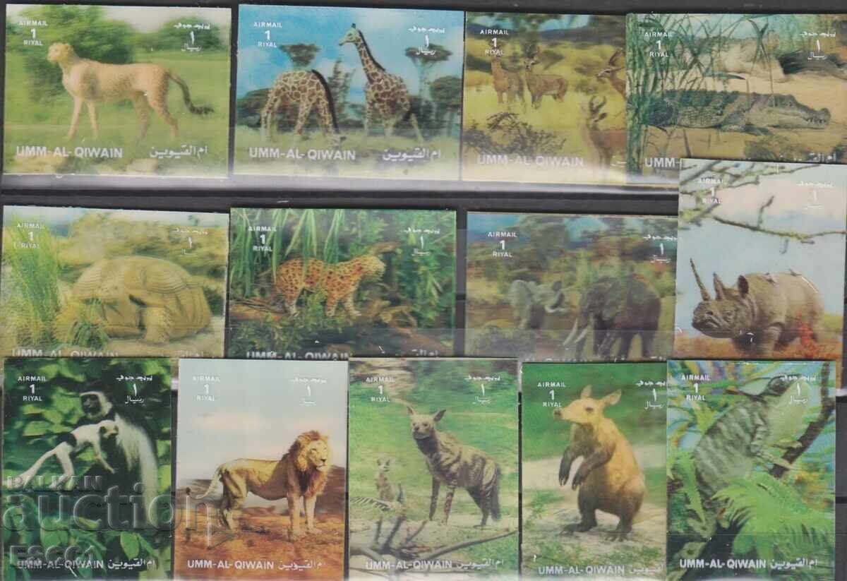 Clean Stamps 3D Stereo Fauna Wild Animals 1972 de Umm Al-Quwain