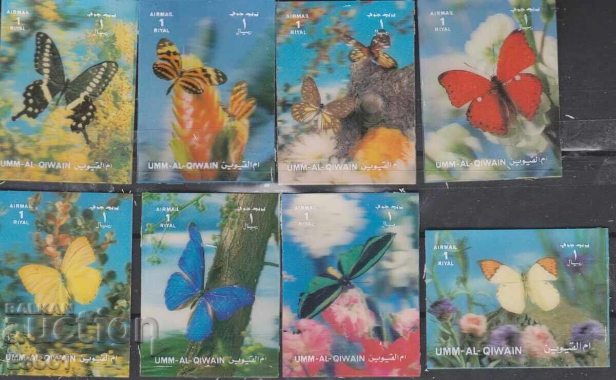 Clean Stamps 3D Stereo Fauna Butterflies 1972 de Umm Al-Quwain