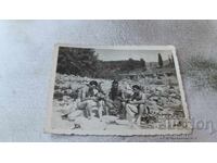 Photo Varshets Three men in swimsuits by the river 1952