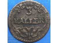 Elveția 3 Halers 1827 - 1841 Cantonul Zurich Billon