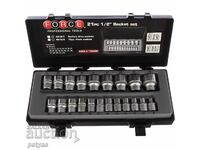 Set of short 6-sided sockets from 8 to 32mm 1/2 - 21 pieces