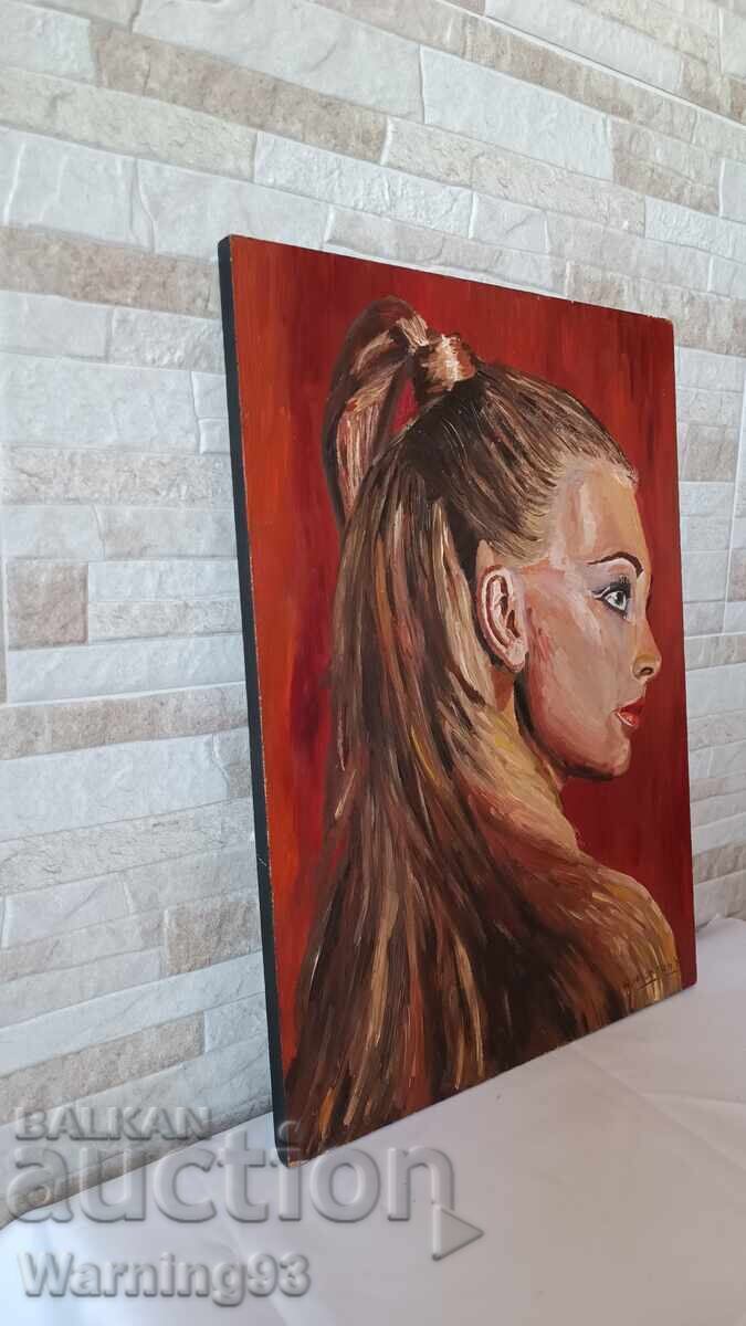 Auction Painting "Fiery Woman" - oil on wood - W. van oevelen Auction Painting "Fiery Woman" - oil on wood - W. van oevelen