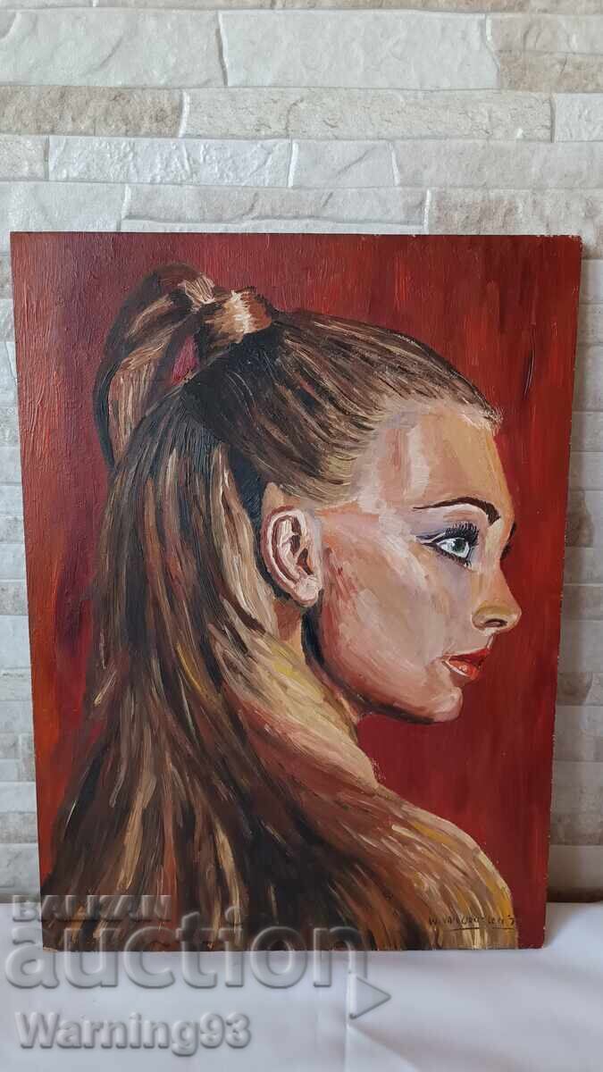 Painting "Fiery Woman" - oil on wood - W. van oevelen - 6 Painting "Fiery Woman" - oil on wood - W. van oevelen - 6