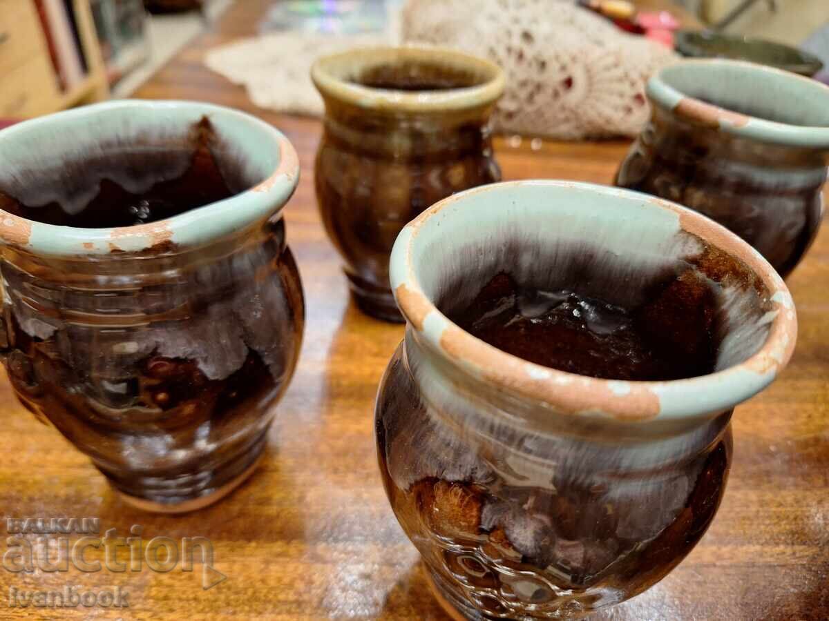 Ceramic wine glasses retro social. - 5 Ceramic wine glasses retro social. - 5